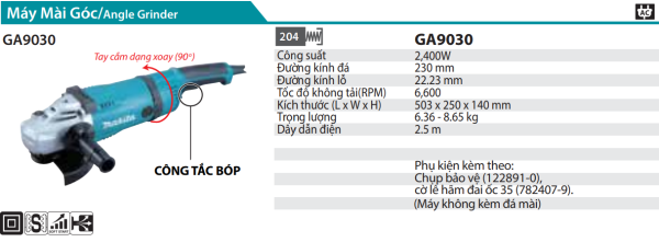GA9030  Máy Mài Góc(230mm/2400w/công Tắc Bóp)