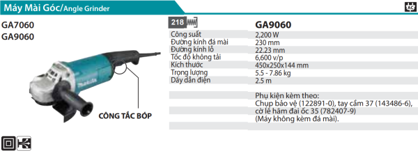GA9060  Máy Mài Góc(230mm/2200w/công Tắc Bóp)