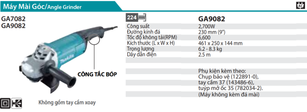 GA9082  Máy Mài Góc(230mm/2700w/công Tắc Bóp)