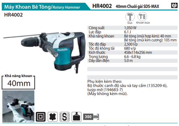 HR4002  Máy Khoan Bê Tông