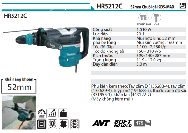 HR5212C  Máy Khoan Bê Tông