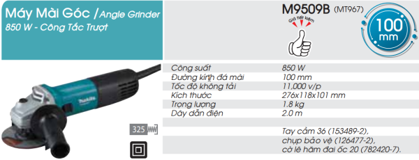 M9509B  Máy Mài Góc(100mm/850w/công Tắc Trượt)