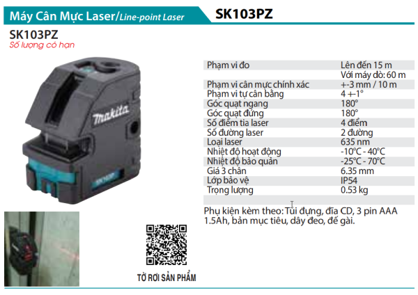 SK103PZ  Máy Cân Mực Laser (không Kèm Pin Sạc)
